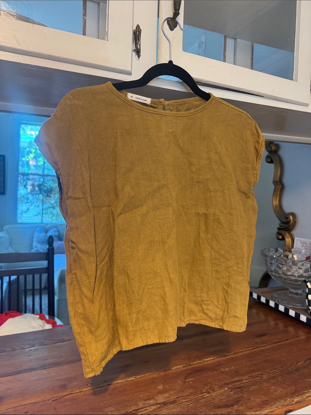 Soor ploom Boxy Cap-Sleeve Top in Mustard
